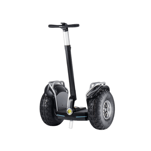 Black Segway-style scooter on a gray background