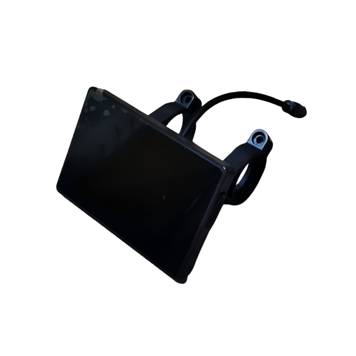 Black electronic component on a white background