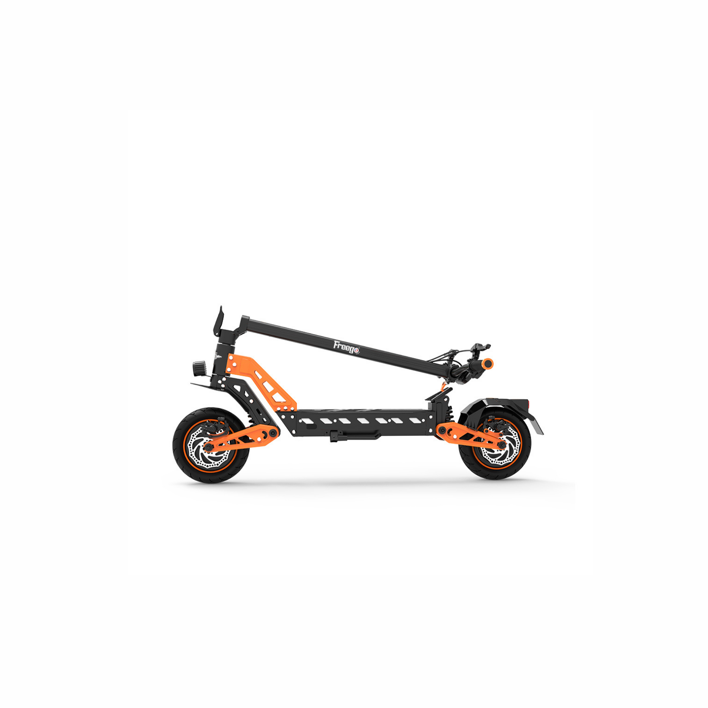 Black and orange scooter on a white background