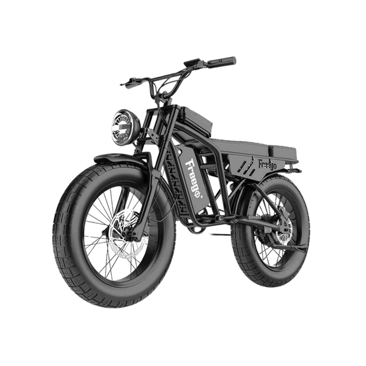 Freego Shotgun Lite F0 fat-tire eBike designed for comfort and stability, transparent background