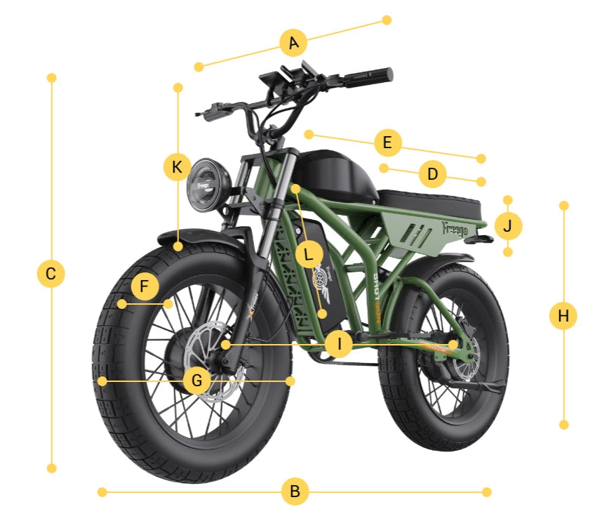 freego f3 pro ebike dimensions