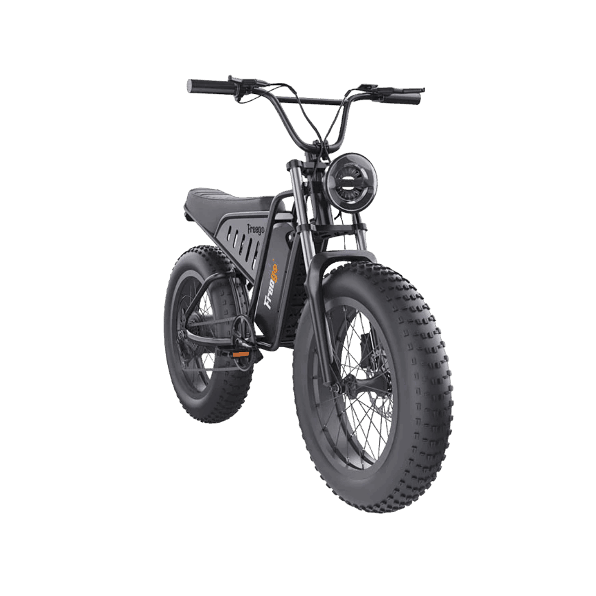 Electric bike with large wheels on a gray background