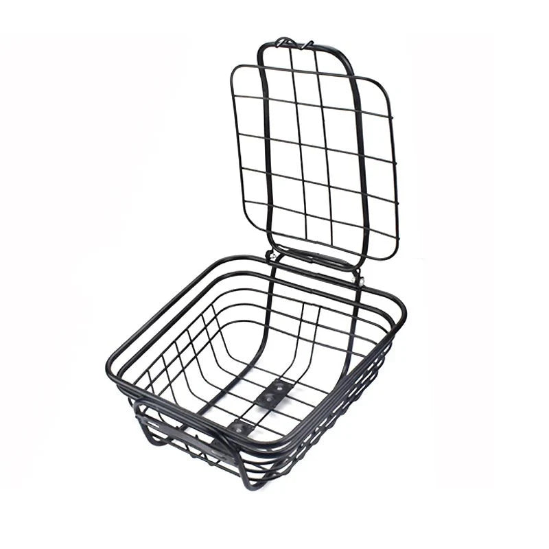 DIY Electric Bicycle Front Basket - opened