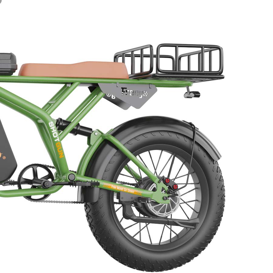 Freego Foldable Rear Cargo Rack on the rear wheel