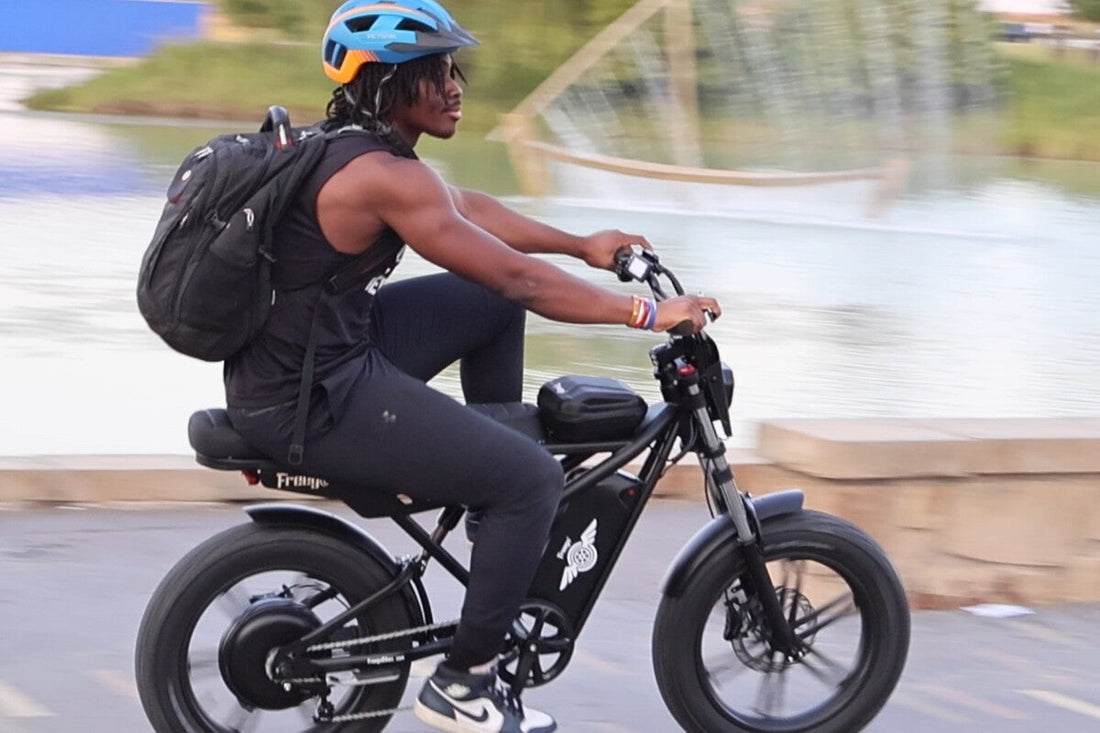 Freego e-bike brand F2 Pro Max rider in an outdoor scene
