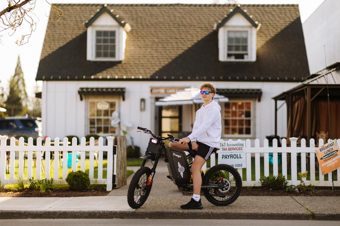 Freego X1 eBike rider ready for Back to School riding outdoors near home