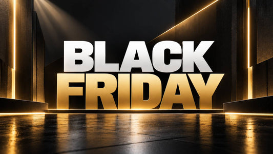 Black Friday electric bike deals banner with bold gold and white text on a dark background