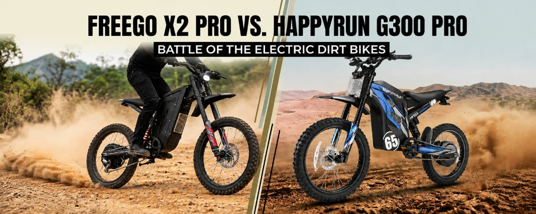 Freego X2 Pro vs HappyRun G300 Pro side-by-side electric dirt bike comparison