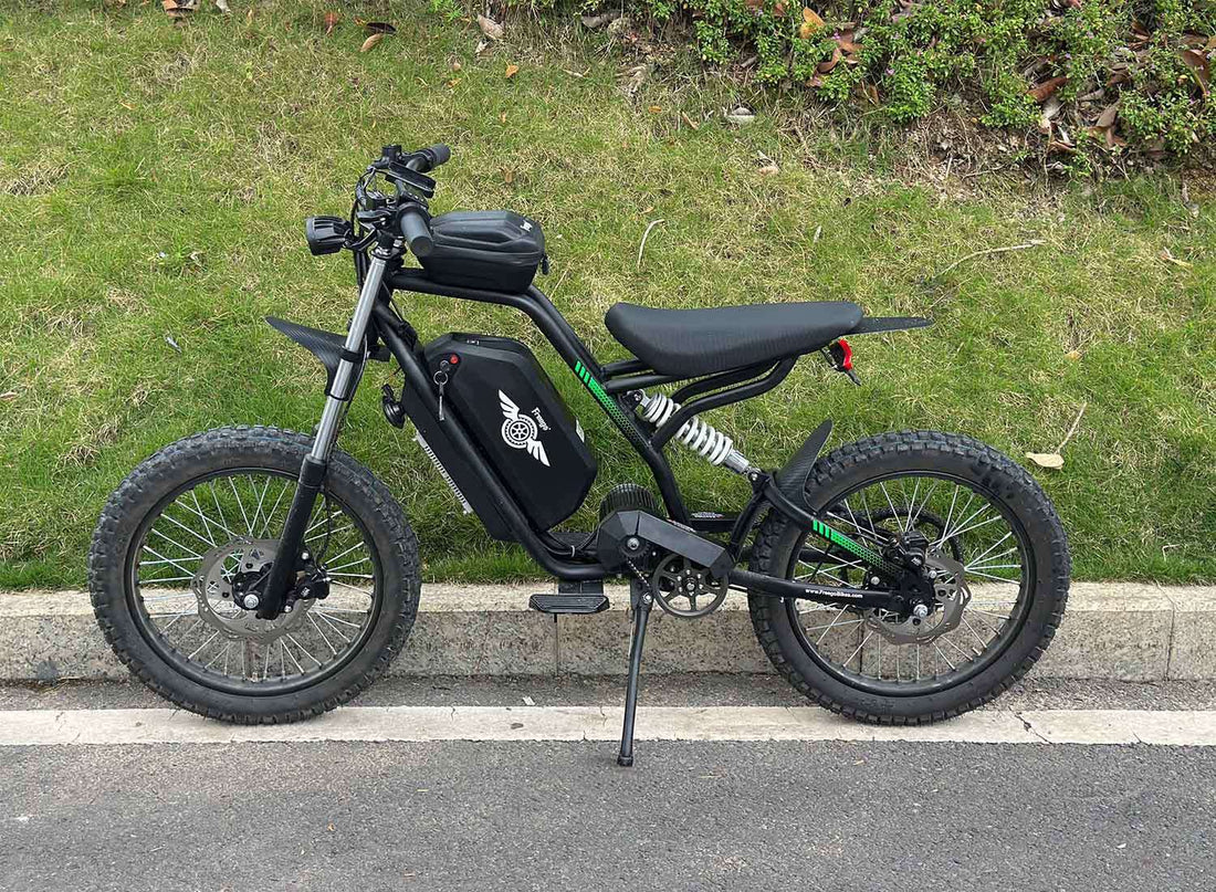 Freego Nova 3 all-terrain electric motorcycle with 1000W mid-drive motor and fat tires for off-road adventure