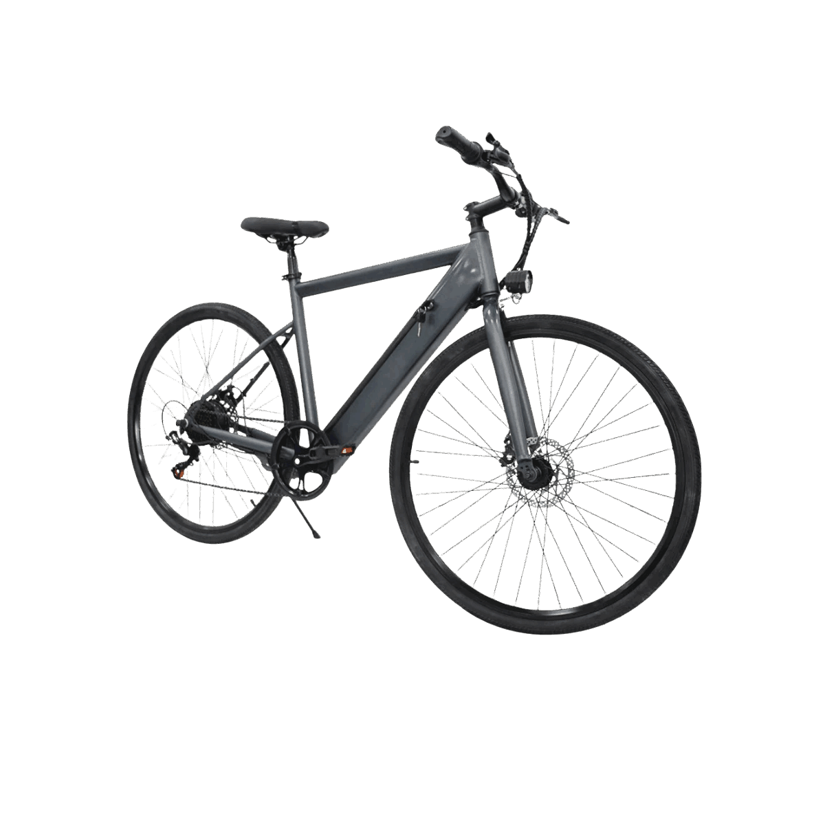 Gray electric bicycle on a light gray background