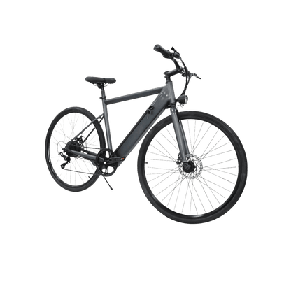 Gray electric bicycle on a light gray background