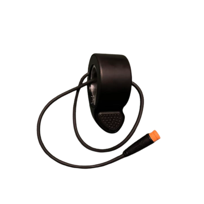 Black electronic device with a cable on a white background