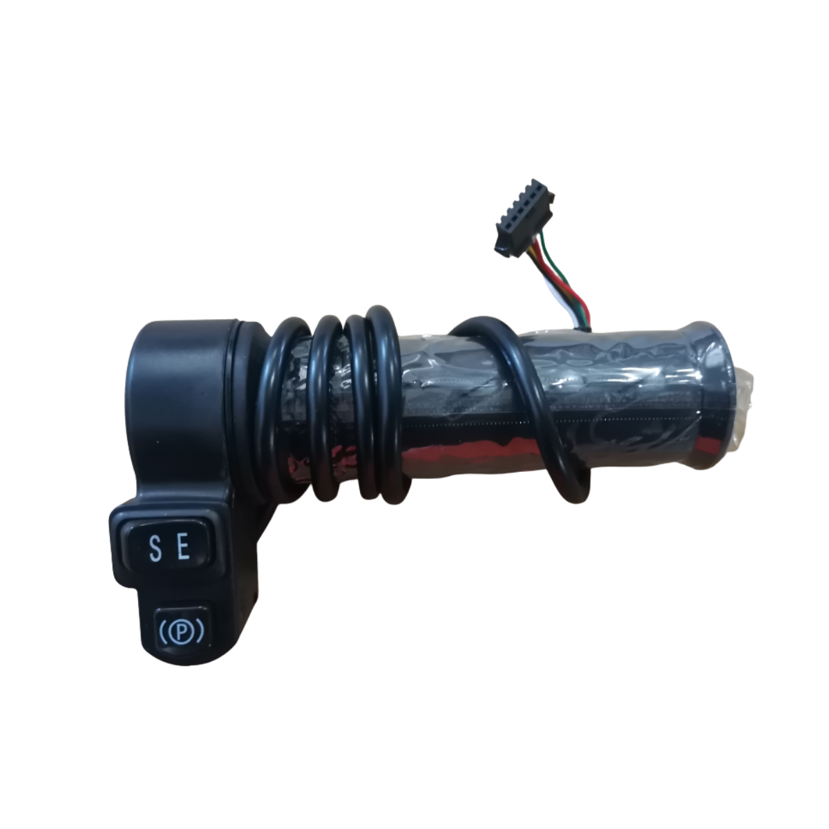 Mechanical component with switch and wiring on a white background