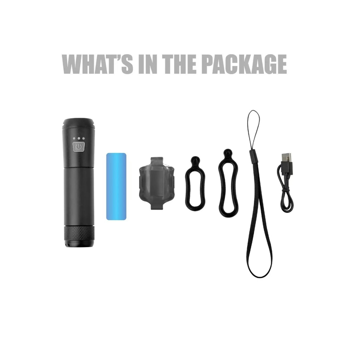 List of items included in a package on a white background