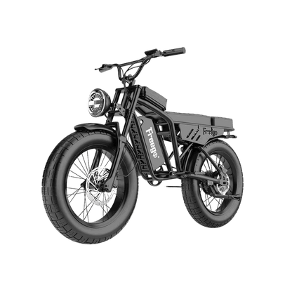 Black electric bike with 'Freewgo' branding on a gray background