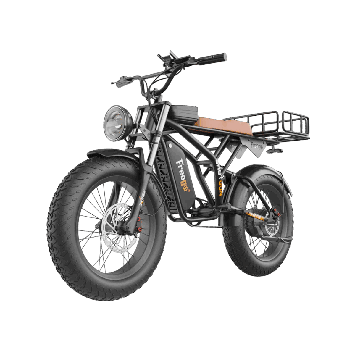 Electric bike with large wheels on a gray background