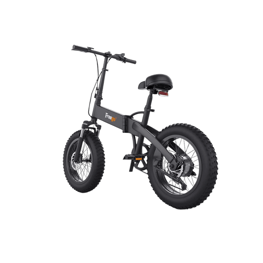 Black electric bike on a gray background