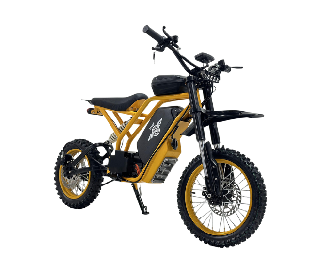 Yellow and black electric bike on a white background