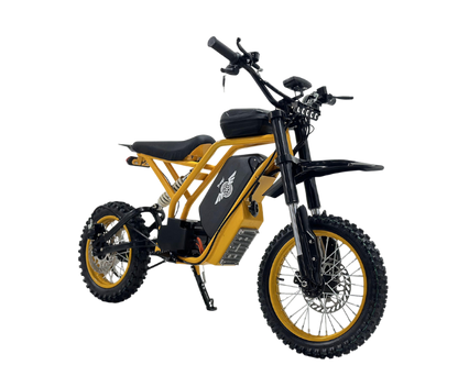 Yellow and black electric bike on a white background