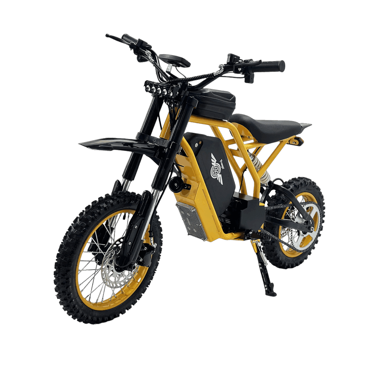 Yellow and black electric bike on a white background