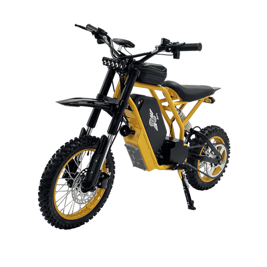 Yellow and black electric bike on a white background