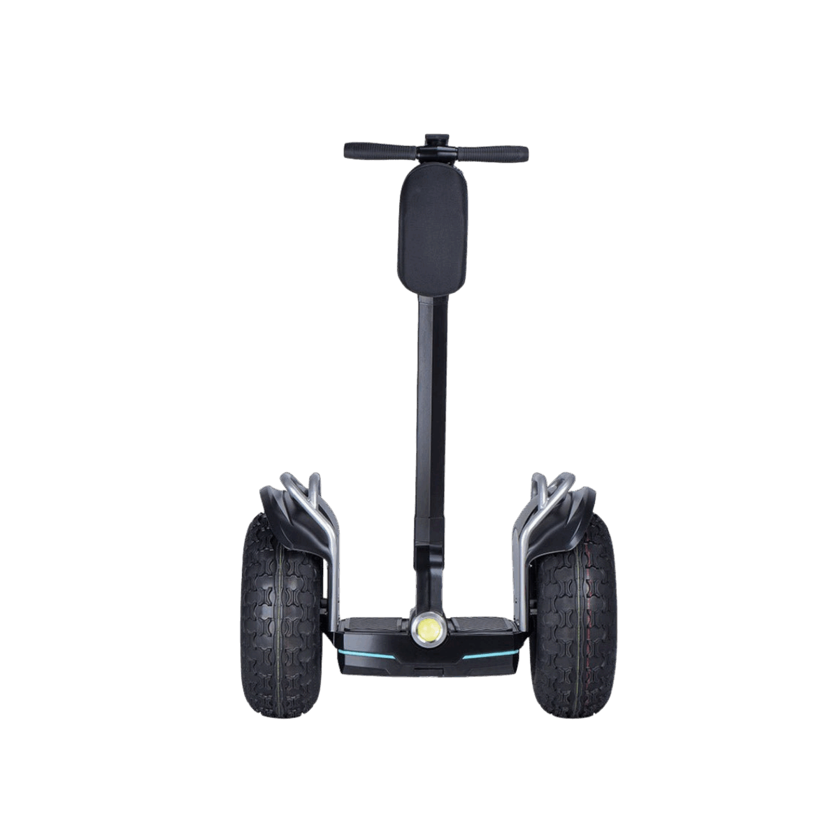 Black Segway-style personal transporter on a gray background