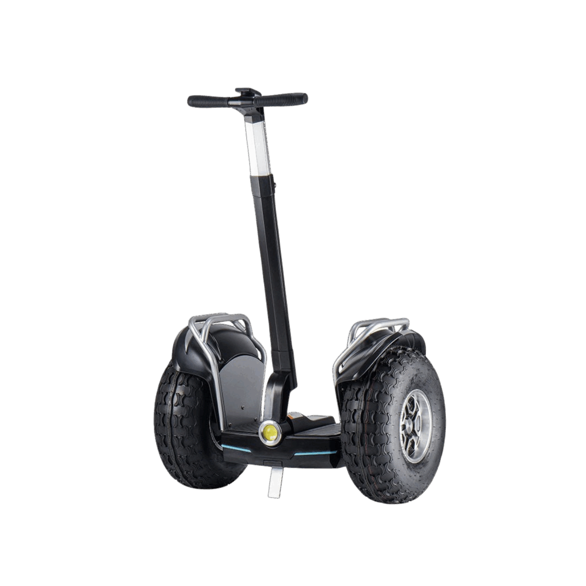 Black Segway-style scooter on a gray background