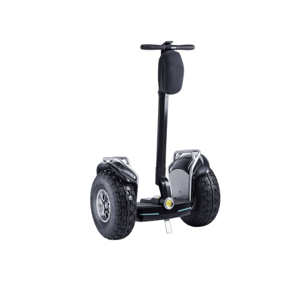 Black self-balancing scooter on a gray background