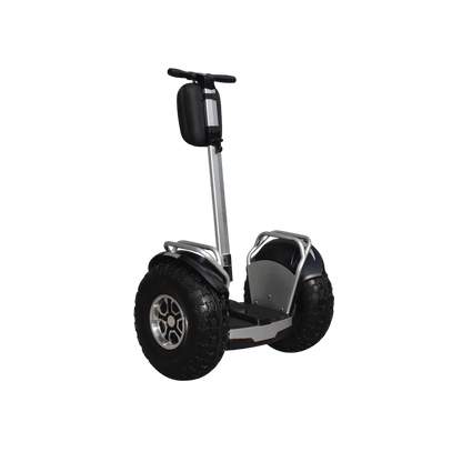 Black off-road hoverboard on a gray background