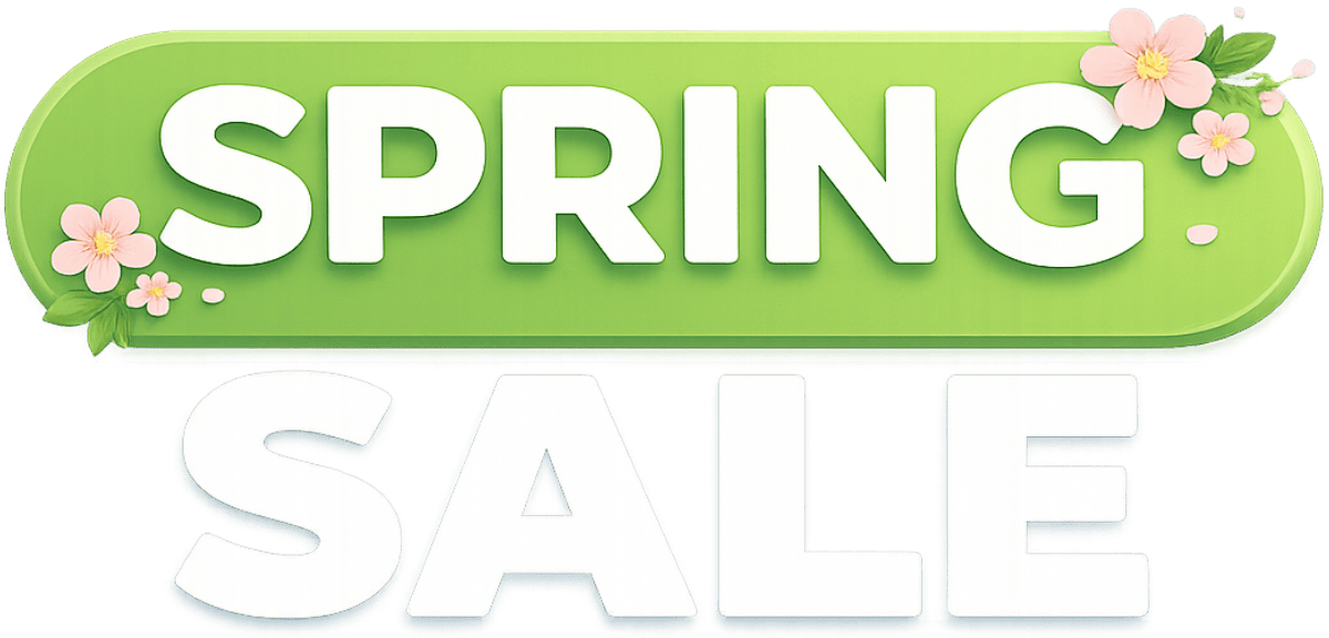 Spring sale banner with flowers on a green background