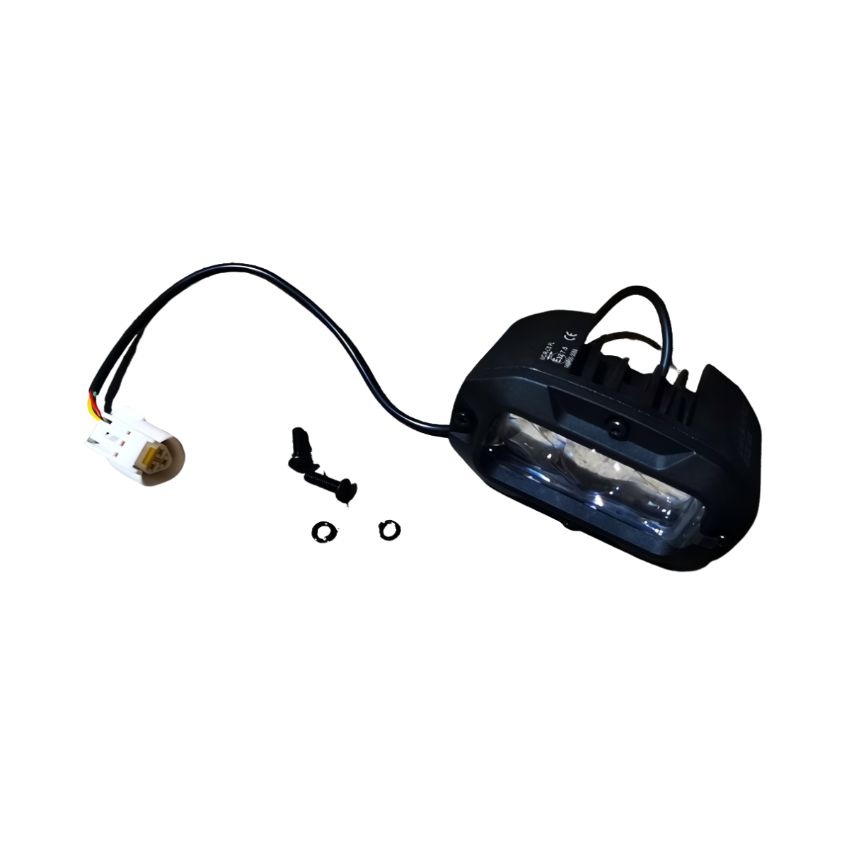 Car indicator light assembly with wiring on a white background