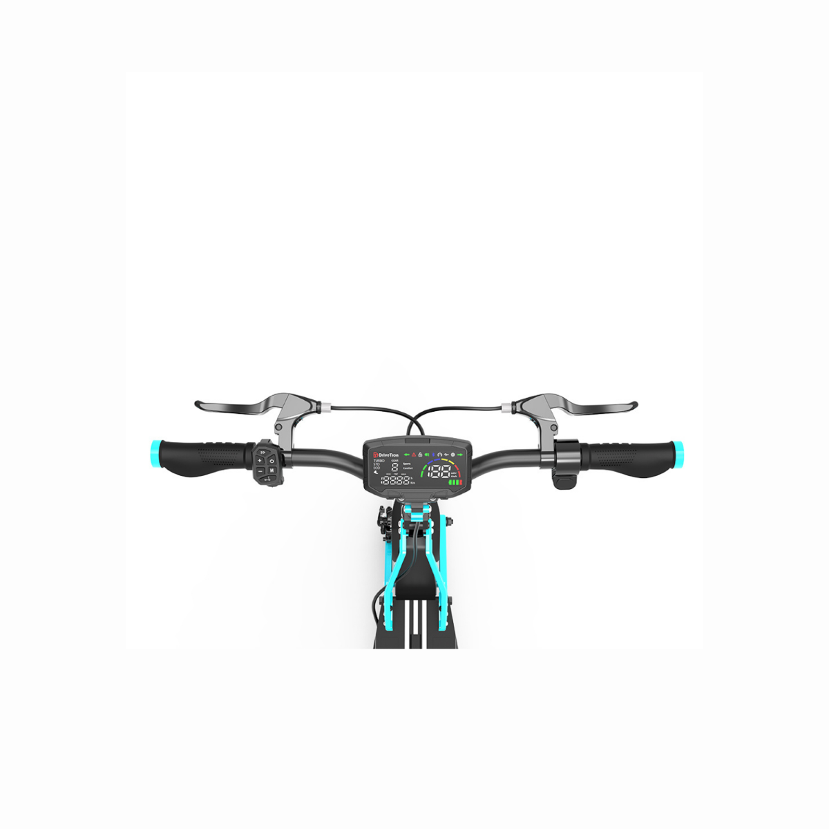 Bicycle handlebar with digital display on a white background