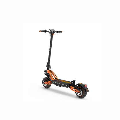 Black and orange electric scooter on a white background