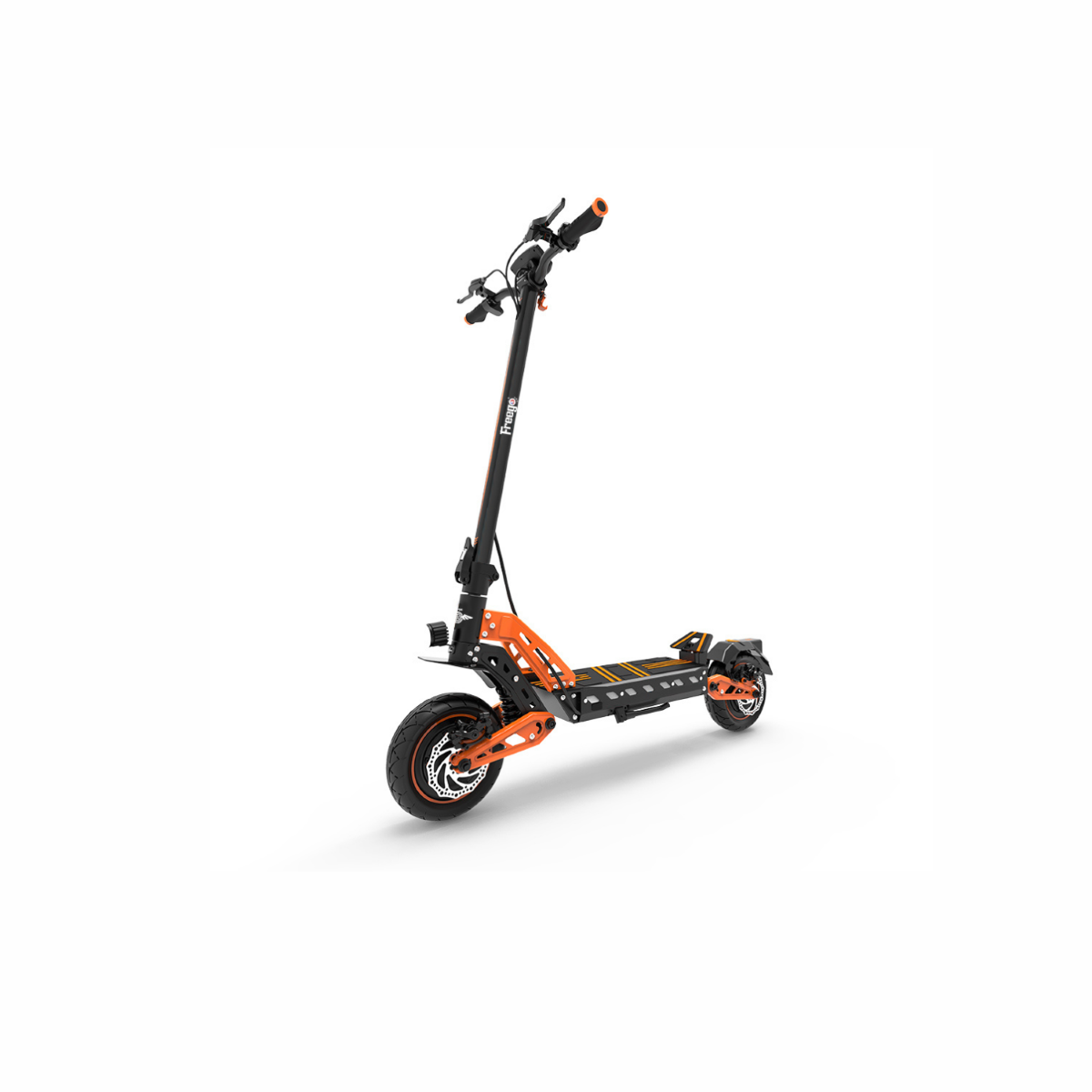 Orange and black electric scooter on a white background