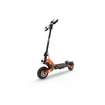 Orange and black electric scooter on a white background