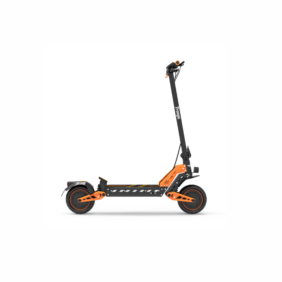 Orange and black electric scooter on a white background