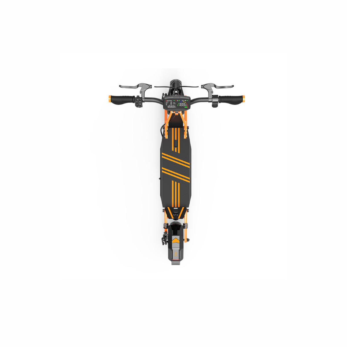 Black and orange electric scooter on a white background