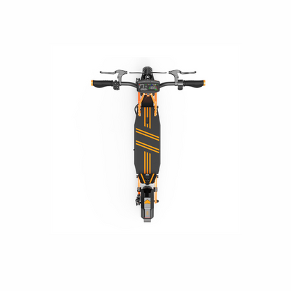 Black and orange electric scooter on a white background