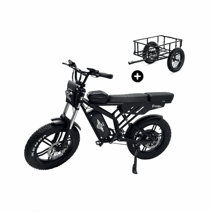 Freego F2 Pro Max fat tire electric bike with Cargo Rear Trailer bundle on white background.