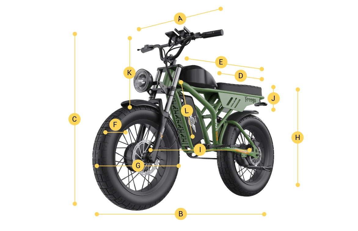 freego f3 pro ebike dimensions