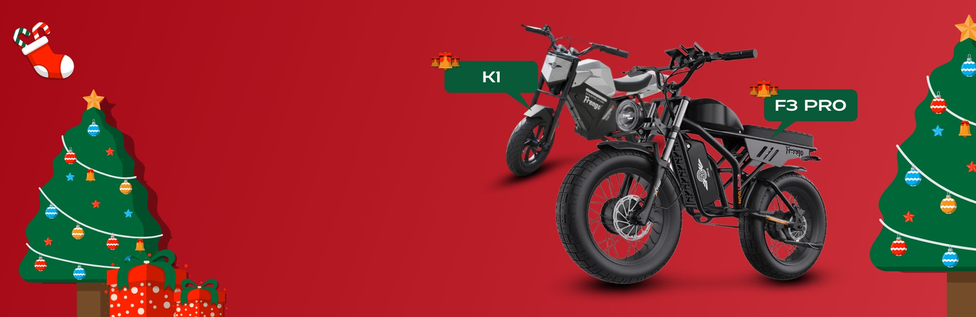 Freego F3 Pro and K1 electric bike bundle sale for Christmas, save with a special price of $1999