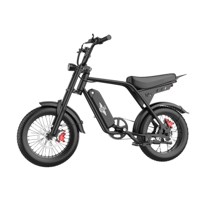 Left side profile of the Freego M3 black fat tire electric bike