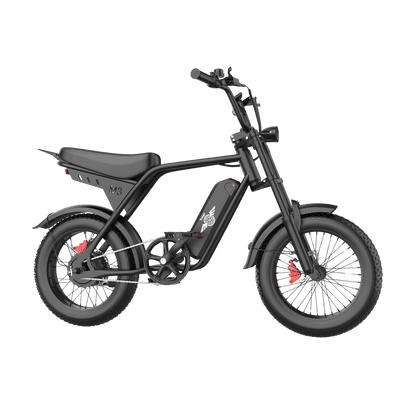 Right side profile of the Freego M3 black fat tire electric bike
