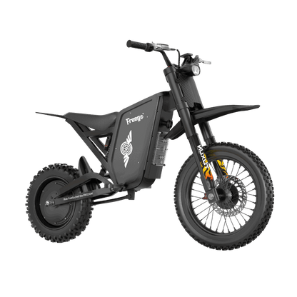 Freego X0 mini electric dirt bike, left side view studio shot