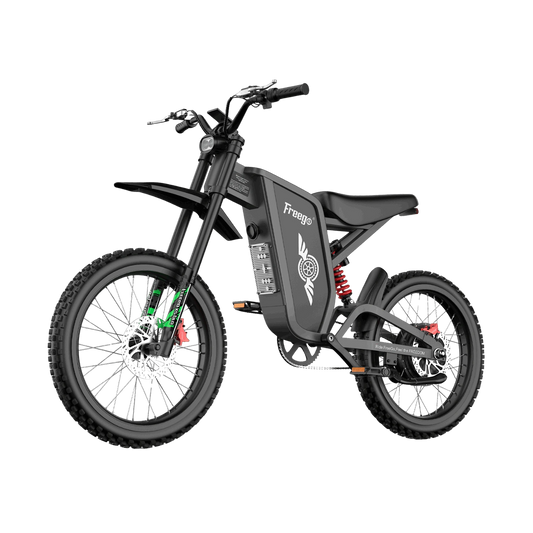 Freego X2 Pro electric dirt bike in a left-facing three-quarter view