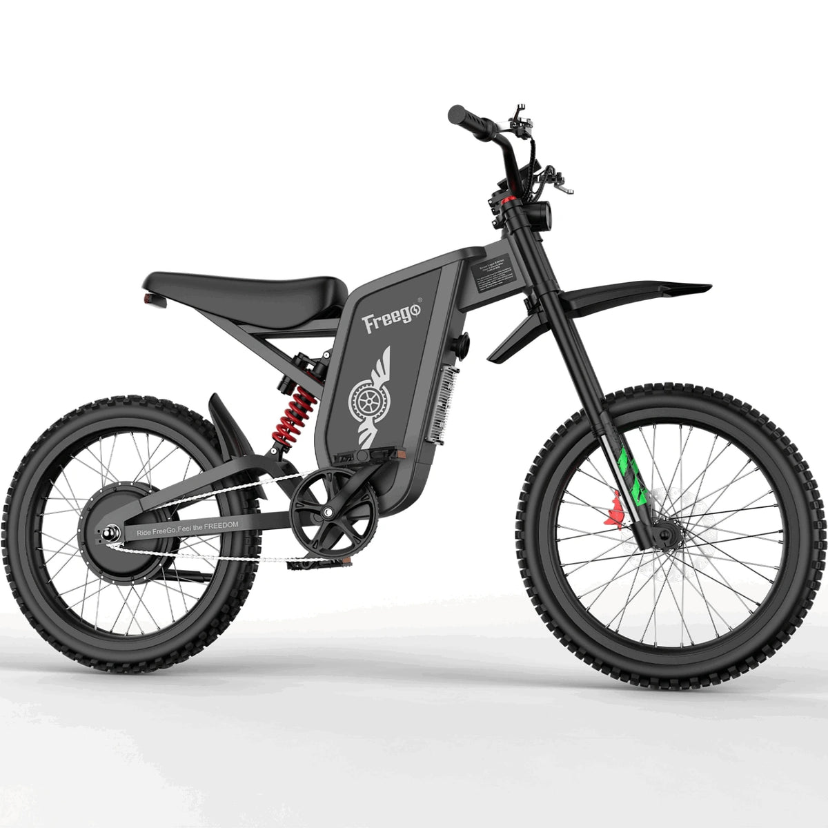 Freego X2 Pro electric dirt bike in a right-facing side view