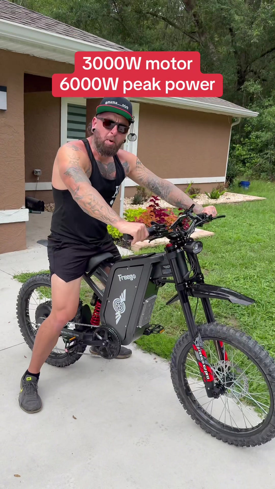 This Freego X2 Pro E- Dirtbike will go 50 + MPH, but it has a street legal Class III mode as well!