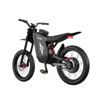 Freego X3 off road electric dirt bike left rear side view