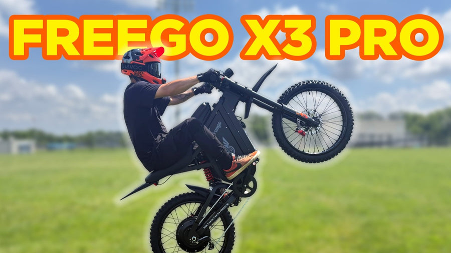 RunPlayBack riding Freego X3 Pro ebike wheelie stunt