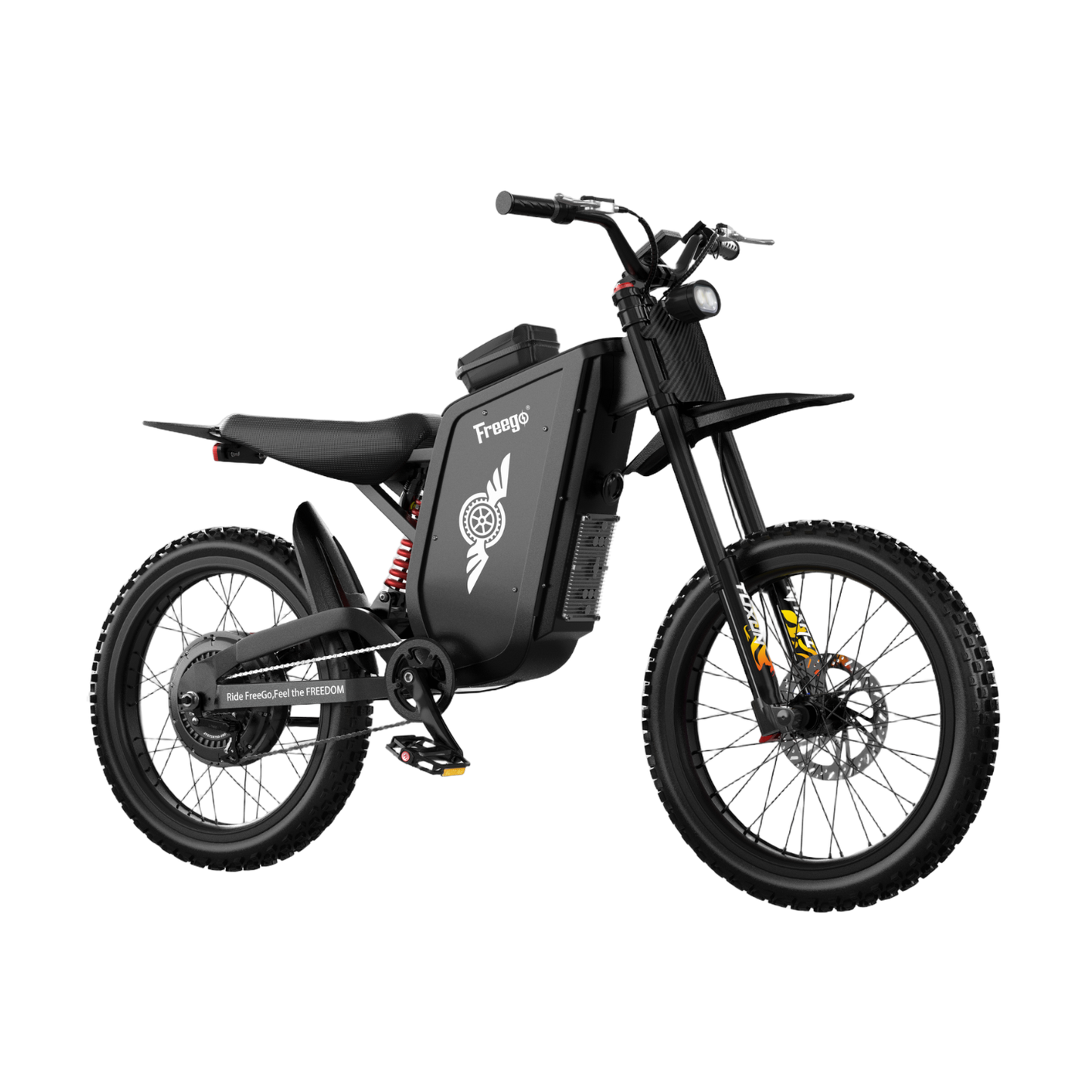 Freego X3 electric dirt bike right rear side view
